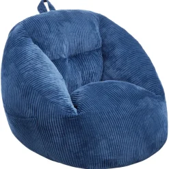 VEVOR Bean Bag Chair, 3 feet Bean Bag Chair with Soft Armrests and Storage Pocket, 25D Memory Foam Filled with Soft Teddy Velvet Cover, Bean Bag for Bedroom or Playroom, Blue