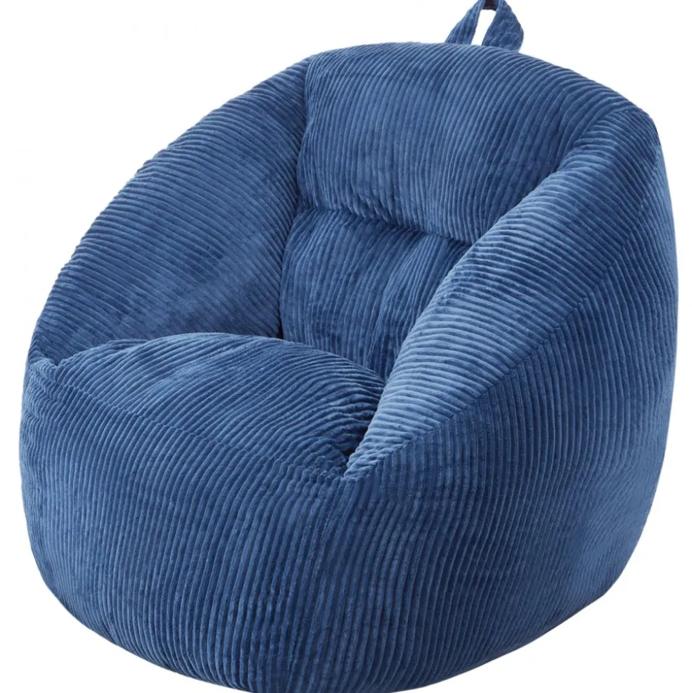 VEVOR Bean Bag Chair, 3 feet Bean Bag Chair with Soft Armrests and Storage Pocket, 25D Memory Foam Filled with Soft Teddy Velvet Cover, Bean Bag for Bedroom or Playroom, Blue