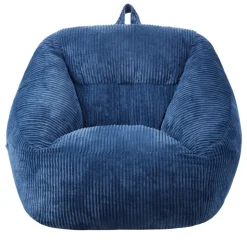 VEVOR Bean Bag Chair, 3 feet Bean Bag Chair with Soft Armrests and Storage Pocket, 25D Memory Foam Filled with Soft Teddy Velvet Cover, Bean Bag for Bedroom or Playroom, Blue