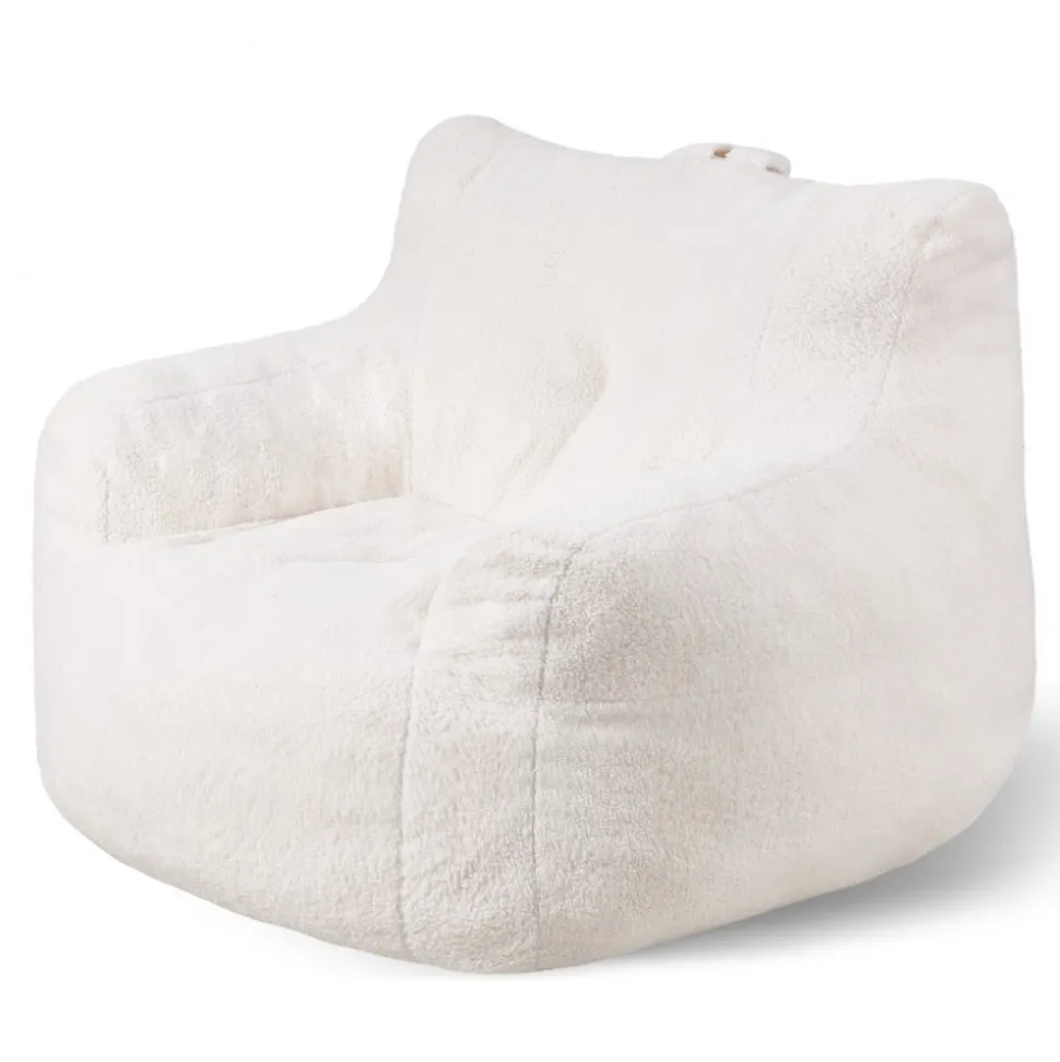 VEVOR Bean Bag Chair, 3 feet Bean Bag Chair with Soft Armrests and Storage Pocket, 25D Memory Foam Filled with Soft Teddy Velvet Cover, Bean Bag for Bedroom or Playroom, White
