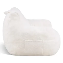 VEVOR Bean Bag Chair, 3 feet Bean Bag Chair with Soft Armrests and Storage Pocket, 25D Memory Foam Filled with Soft Teddy Velvet Cover, Bean Bag for Bedroom or Playroom, White