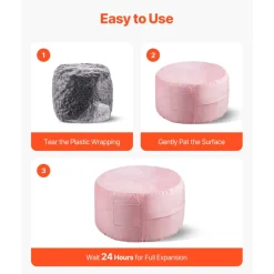 VEVOR Bean Bag Chair, 3 feet Round Bean Bag Chair with Removable and Washable Cover, 25D Memory Foam Filled with Soft and Smooth Dutch Velvet, Bean Bag for Bedroom or Playroom, Pink