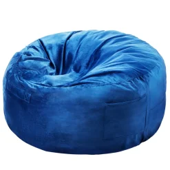 VEVOR Bean Bag Chair, 3 feet Round Bean Bag Chair with Removable and Washable Cover, 25D Memory Foam Filled with Soft and Smooth Dutch Velvet, Bean Bag for Bedroom or Playroom, Blue