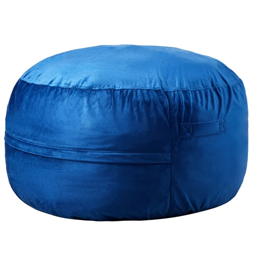 VEVOR Bean Bag Chair, 3 feet Round Bean Bag Chair with Removable and Washable Cover, 25D Memory Foam Filled with Soft and Smooth Dutch Velvet, Bean Bag for Bedroom or Playroom, Blue