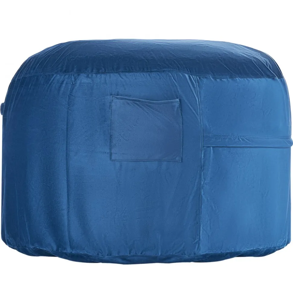 VEVOR Bean Bag Chair, Round BeanBag Chair with Removable & Washable Cover for Adult, Dutch Velvet & High-Density Foam Filling Adult Bean Bag with Handle and Side Pocket for Living Room, Bedroom, Blue