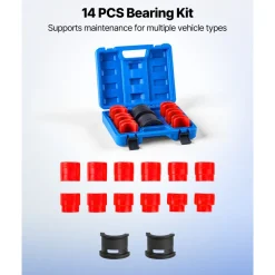 VEVOR Bearing Press Kit, 14 Pcs, Bearing Race and Seal Driver Set with Bushings and Adapters, Bushing Driver Tool Set, Heavy Duty Carbon Steel Seal Removal Installation Tool Kit with Storage Case