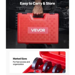 VEVOR Bearing Press Kit, 10+24 Pcs, 2 in 1 Ball Joint Press & Wheel Bearing Puller Kit, Race and Seal Driver Set with 13 Bushings, C-Frame and Sleeves, Heavy Duty Removal Installation Set with Case