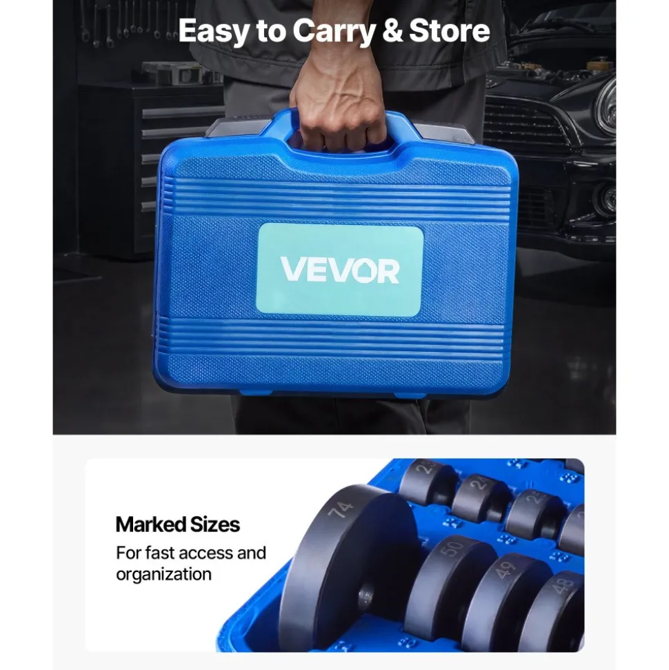 VEVOR Bearing Press Kit, 52+14 Pcs, 2 in 1 Bushing Driver Tool & Bearing Press Kit, Race and Seal Driver Set with 49 Bushings, Separators and Jaws, Heavy Duty Removal Installation Tool Set with Case