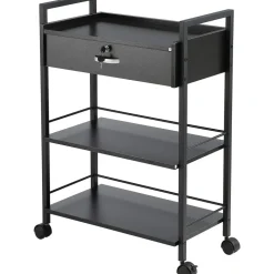 VEVOR Beauty Salon Trolley Cart, 3-Tier Hair Salon Stations Cabinet for Stylist with Lockable Drawer, MDF Rolling Storage Station with 4 Wheels (2 Lockable) for Beauty SPA Barbershop Tattoo