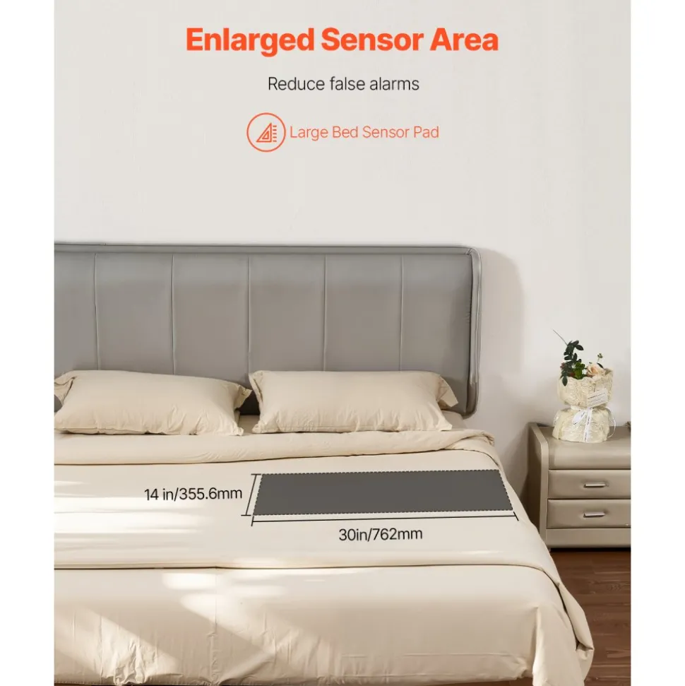 VEVOR Bed Alarm System for Elderly Adults, 14 x 30-inch Wireless Bed Sensor Pad with Pager, Safety Bed Alarms and Fall Prevention Pad for Home, Hospital, Rehabilitation Center