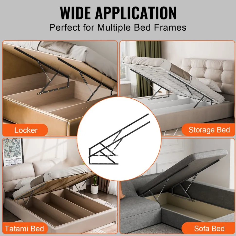 VEVOR Bed Lift, 59x79 in Compatible Extra-large Size 309 lbs Load Bearing, DIY Wall Bed Mechanical Hardware Kit Vertical Deluxe, Pneumatic Lever Heavy Duty Support, Folding for Guestroom