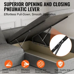 VEVOR Bed Lift, 59x79 in Compatible Extra-large Size 309 lbs Load Bearing, DIY Wall Bed Mechanical Hardware Kit Vertical Deluxe, Pneumatic Lever Heavy Duty Support, Folding for Guestroom