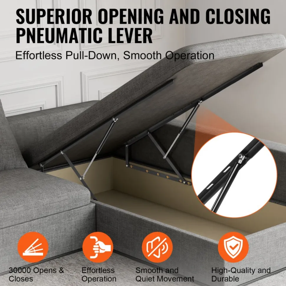 VEVOR Bed Lift, 59x79 in Compatible Extra-large Size 309 lbs Load Bearing, DIY Wall Bed Mechanical Hardware Kit Vertical Deluxe, Pneumatic Lever Heavy Duty Support, Folding for Guestroom