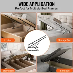 VEVOR Bed Lift, 59x71 in Compatible Bed Size 154 lbs Load Bearing, DIY Wall Bed Mechanical Hardware Kit Vertical Deluxe, Pneumatic Lever Heavy Duty Bed Support, Folding Wall Bed for Guestroom