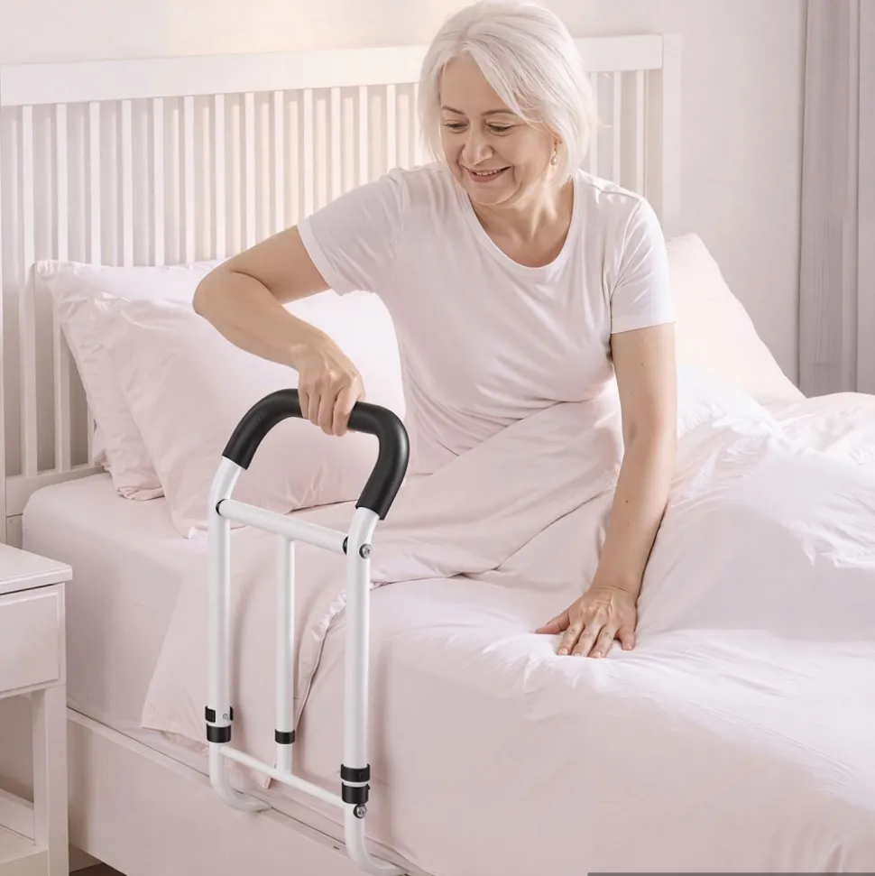 VEVOR Bed Rail for Elderly Adults 200LBS Loading Bed Side Assist Rail, High-Strength Steel Bedside Cane for Seniors, with Adjustable Height & Base Length, Non-Slip Handle, Fit King Queen Full Twin Bed