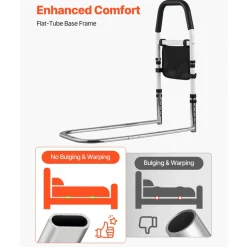 VEVOR Bed Rail for Elderly, Bedside Assist Rails with PU Handrail, Adjustable Height Pipe Bedside Cane, High-Strength Carbon Steel Bed Bars for Seniors & Patients, Fits King, Queen, Full, Twin