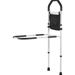 VEVOR Bed Rail for Elderly, Bedside Assist Rails with Supporting Leg and PU Handrail, Adjustable Height Carbon Steel Pipe Bedside Cane, Bed Bars for Seniors & Patients, Fits King, Queen, Full, Twin