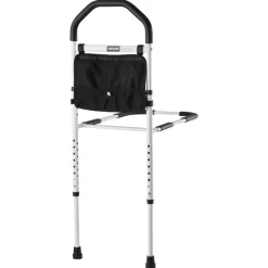 VEVOR Bed Rail for Elderly, Bedside Assist Rails with Supporting Leg and PU Handrail, Adjustable Height Carbon Steel Pipe Bedside Cane, Bed Bars for Seniors & Patients, Fits King, Queen, Full, Twin