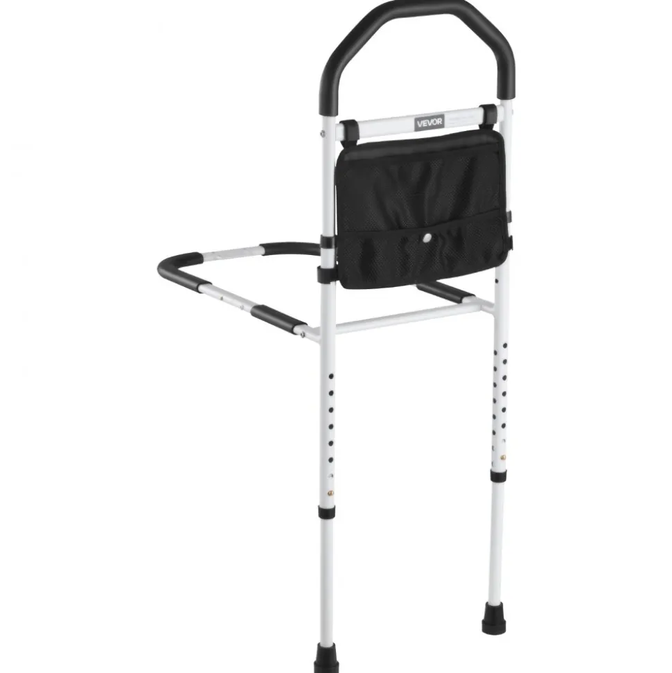 VEVOR Bed Rail for Elderly, Bedside Assist Rails with Supporting Leg and PU Handrail, Adjustable Height Carbon Steel Pipe Bedside Cane, Bed Bars for Seniors & Patients, Fits King, Queen, Full, Twin