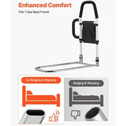 VEVOR Bed Rail for Elderly, Bedside Assist Rails with Side Handle and PU Handrail, Adjustable Height Carbon Steel Pipe Bedside Cane, Bed Bars for Seniors & Patients, Fits King, Queen, Full, Twin