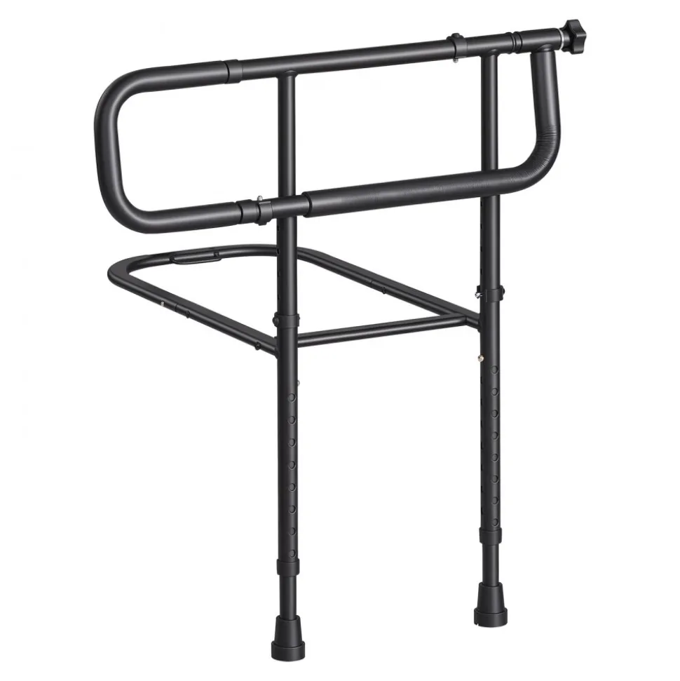 VEVOR Bed Rails for Elderly Adults Folding Bed Side Rail with Floor Support, Length & Height Adjustable, High-Strength Steel Bedside Assist Cane, Fits King Queen Full Twin Bed, 300LBS Strong Capacity