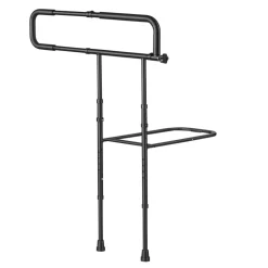 VEVOR Bed Rails for Elderly Adults Folding Bed Side Rail with Floor Support, Length & Height Adjustable, High-Strength Steel Bedside Assist Cane, Fits King Queen Full Twin Bed, 300LBS Strong Capacity