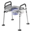 VEVOR Bedside Commode Chair, 500 lbs Capacity, 4-in-1 Portable Toilet and Raised Toilet Seat with Padded Seat & Armrest, Detachable 5L Bucket, Adjustable Height & Width Adult Potty Chair for Seniors