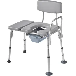 VEVOR Bedside Commode Chair, 500 lbs Weight Capacity, 4-in-1 Portable Toilet and Raised Toilet Seat with Padded Seat and Backrest, Detachable 5L Bucket, Adjustable Height Adult Potty Chair for Seniors