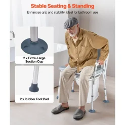 VEVOR Bedside Commode Chair, 500 lbs Weight Capacity, 4-in-1 Portable Toilet and Raised Toilet Seat with Padded Seat and Backrest, Detachable 5L Bucket, Adjustable Height Adult Potty Chair for Seniors