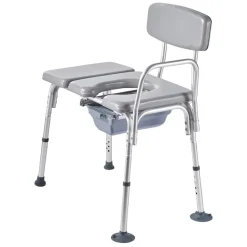 VEVOR Bedside Commode Chair, 500 lbs Weight Capacity, 4-in-1 Portable Toilet and Raised Toilet Seat with Padded Seat and Backrest, Detachable 5L Bucket, Adjustable Height Adult Potty Chair for Seniors