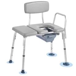 VEVOR Bedside Commode Chair, 500 lbs Weight Capacity, 4-in-1 Portable Toilet and Raised Toilet Seat with Padded Seat and Backrest, Detachable 5L Bucket, Adjustable Height Adult Potty Chair for Seniors