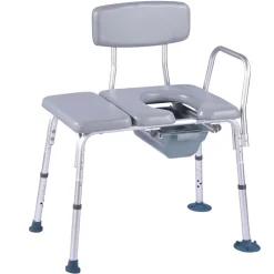 VEVOR Bedside Commode Chair, 500 lbs Weight Capacity, 4-in-1 Portable Toilet and Raised Toilet Seat with Padded Seat and Backrest, Detachable 5L Bucket, Adjustable Height Adult Potty Chair for Seniors