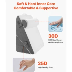 VEVOR Bed Wedge Pillow for Sleeping, 3 Pcs Adjustable Orthopedic Bed Wedge Set, with Jacquard Washable Cover & Foam Support, Post Surgery Pillow for Acid Reflux Back Pain Snoring Relief, White/Grey