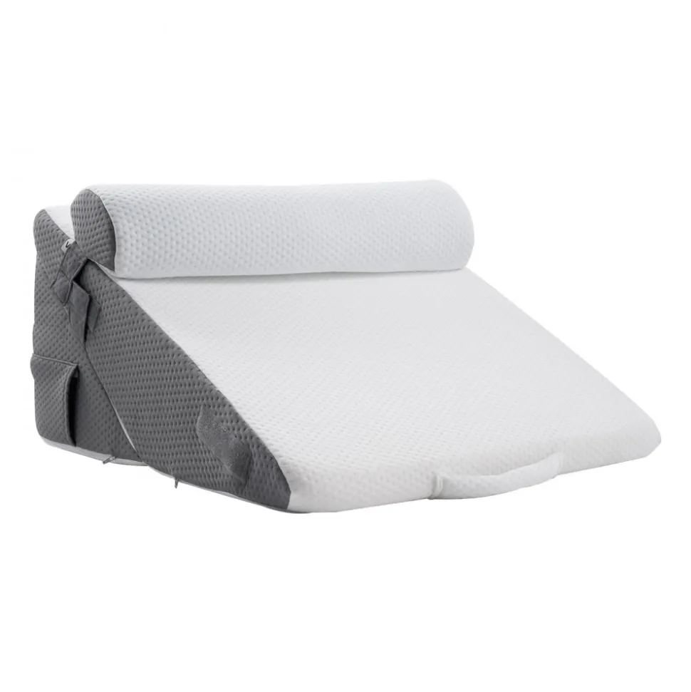 VEVOR Bed Wedge Pillow for Sleeping, 3 Pcs Adjustable Orthopedic Bed Wedge Set, with Jacquard Washable Cover & Foam Support, Post Surgery Pillow for Acid Reflux Back Pain Snoring Relief, White/Grey