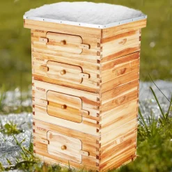 VEVOR Bee Hive 40 Frame Bee Hives Starter Kit, Beeswax Coated Fir Wood, 2 Deep + 2 Medium Bee Boxes Langstroth Beehive Kit, Transparent Acrylic Windows with Foundations for Beginners Pro Beekeepers