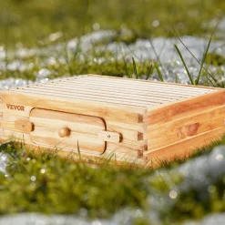 VEVOR Bee Hive Medium Box Starter Kit, 100% Beeswax Coated Natural Fir Wood, Langstroth Beehive Kit with 10 Frames and Foundations, Transparent Acrylic Bee Windows for Beginners and Pro Beekeepers