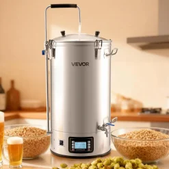 VEVOR Beer Brewing Equipment, 16 Gal/60L Beer Maker with Anti-Burn Pump and Wort Chiller,3000W All-in-One Home Brewing Kit with Digital Control, Recipe Memory & Timer, Removable mesh strainer