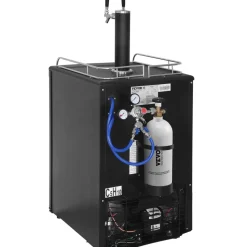 VEVOR Beer Kegerator, Dual Tap Draft Beer Dispenser, Full Size Keg Refrigerator with CO2 Cylinder, Shelves, Drip Tray & Rail, 32°F- 50°F Temperature Control, Hold 1/6, 1/4, 1/2 Barrels, Black