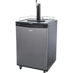 VEVOR Beer Kegerator, Single Tap Draft Beer Dispenser, Full Size Keg Refrigerator With Shelves, CO2 Cylinder, Drip Tray & Rail, 32°F- 75.2°F Temperature Control, Holds 1/6, 1/4, 1/2 Barrels, Silver