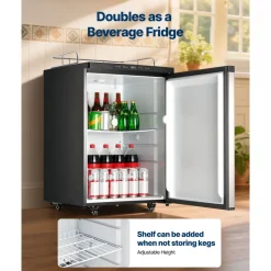 VEVOR Beer Kegerator, Triple Tap Home Draft Beer Dispenser for Ball Lock, Full Size Keg Refrigerator with 5lbs CO2 Tank, Hold 2 Sixth / 2 Slim / 3 Ball lock keg, 162L