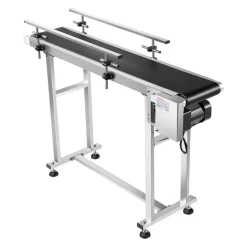 VEVOR Belt Conveyor, 47 x 7.8 inch Conveyor Table, Heavy Duty Stainless Steel Motorized Belt Conveyor for Inkjet Coding Applications Powered PVC Belt Anti-Static Adjustable Speed (Double Guardrail)