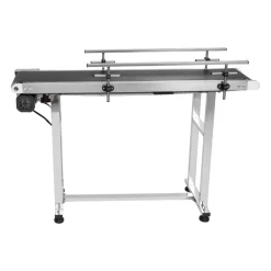 VEVOR Belt Conveyor, 47 x 7.8 inch Conveyor Table, Heavy Duty Stainless Steel Motorized Belt Conveyor for Inkjet Coding Applications Powered PVC Belt Anti-Static Adjustable Speed (Double Guardrail)
