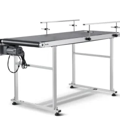 VEVOR Belt Conveyor, 59 x 23.6 inch Conveyor Table, Heavy Duty Stainless Steel Motorized Belt Conveyor for Inkjet Coding Applications Powered PVC Belt Anti-Static Adjustable Speed (Double Guardrail)