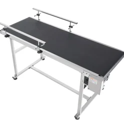 VEVOR Belt Conveyor, 59 x 23.6 inch Conveyor Table, Heavy Duty Stainless Steel Motorized Belt Conveyor for Inkjet Coding Applications Powered PVC Belt Anti-Static Adjustable Speed (Double Guardrail)