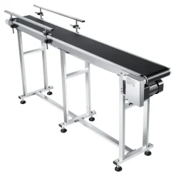 VEVOR Belt Conveyor, 59 x 15.7 inch Conveyor Table, Heavy Duty Stainless Steel Motorized Belt Conveyor for Inkjet Coding Applications Powered PVC Belt Anti-Static Adjustable Speed (Double Guardrail)