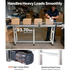 VEVOR Belt Conveyor, 59 x 15.7 inch Conveyor Table, Heavy Duty Stainless Steel Motorized Belt Conveyor for Inkjet Coding Applications Powered PVC Belt Anti-Static Adjustable Speed (Double Guardrail)