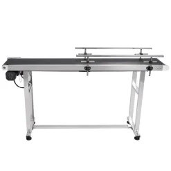 VEVOR Belt Conveyor, 59 x 7.8 inch Conveyor Table, Heavy Duty Stainless Steel Motorized Belt Conveyor for Inkjet Coding Applications Powered PVC Belt Anti-Static Adjustable Speed (Double Guardrail)