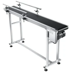 VEVOR Belt Conveyor, 59 x 7.8 inch Conveyor Table, Heavy Duty Stainless Steel Motorized Belt Conveyor for Inkjet Coding Applications Powered PVC Belt Anti-Static Adjustable Speed (Double Guardrail)