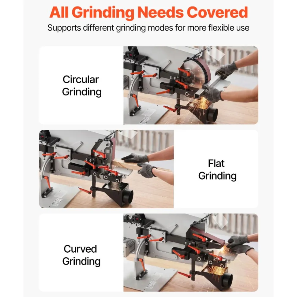 VEVOR Belt Grinder Sander with VFD, 72 x 2-Inch Variable Speed Belt Polisher, 1500W Knife Making Machine with 3 Grinding Modes & 3PCS Sanding Belts for Metalworking, Compatible with 72"-82" * 2" Belts