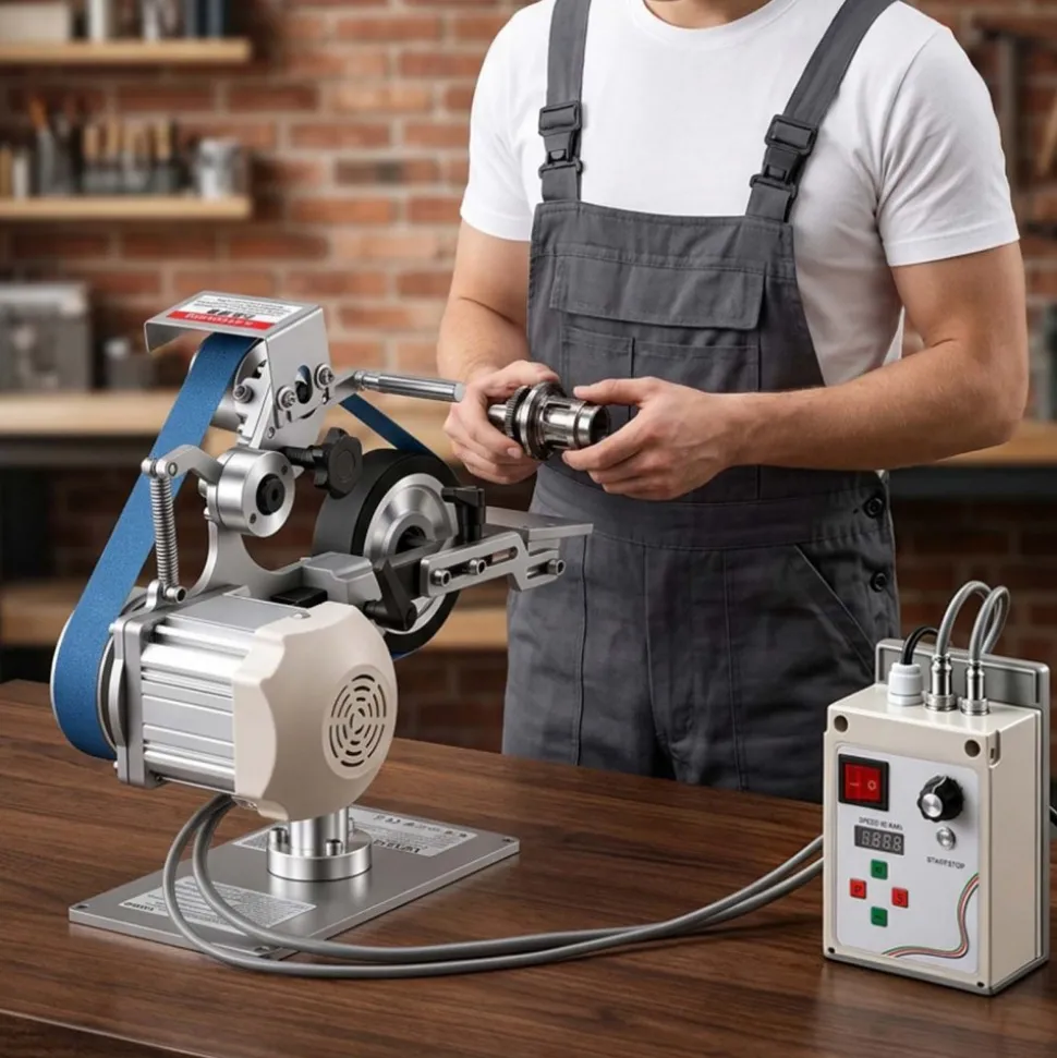 VEVOR Belt Grinder Sander with VFD, 30 x 1-Inch Variable Speed Belt Polisher, 550W Polishing Grinding Machine with 2 Grinding Modes & 3PCS Sanding Belts for Metalworking, Knife Making